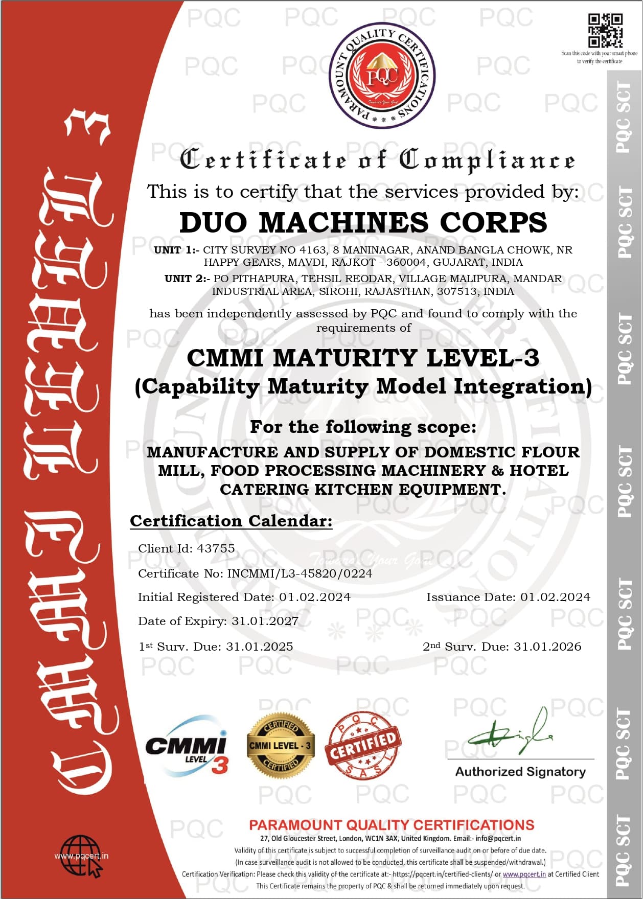 ISO DUO MACHINES CORPS_CMMI 3